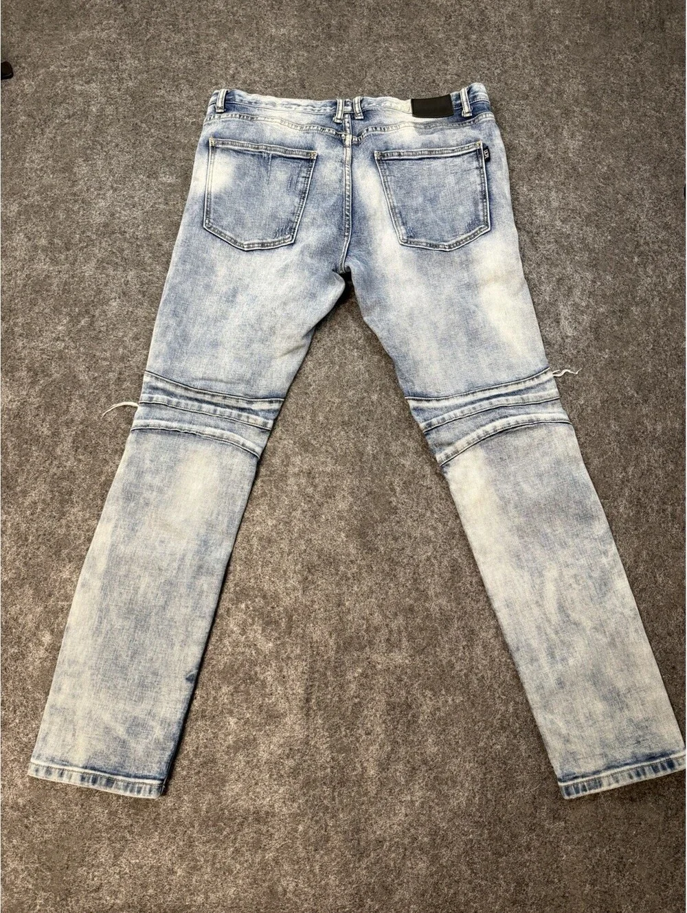 DOPE Men’s Biker Moto Jeans Light Wash Distressed Skinny Denim 34x32